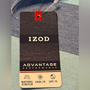 Izod Polo Shirt XL Blue Stripes Advantage Performance Stretch‎ Sport Flex